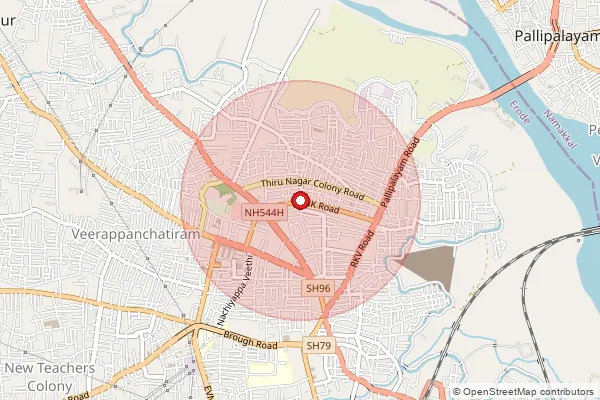 Map showing approximate area covered by Pincode 638003 — Karungalpalayam So, Erode