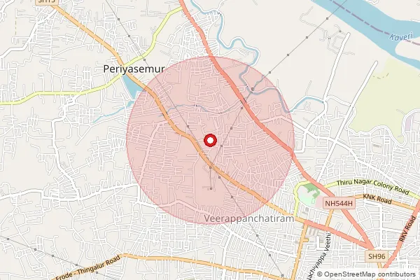 Map showing approximate area covered by Pincode 638004 — Peria Semur Bo, Erode