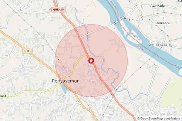 Map showing approximate area covered by Pincode 638005 — Peria Agraharam So, Erode