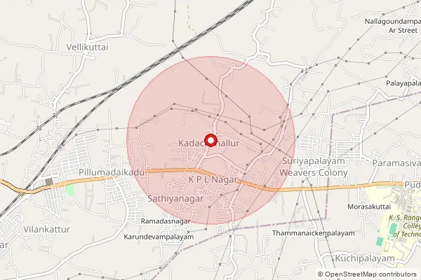 Map showing approximate area covered by Pincode 638008 — Alampalayam B.O, Namakkal