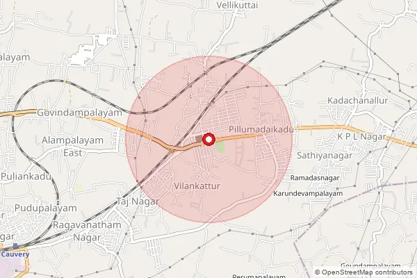 Map showing approximate area covered by Pincode 638010 — Spb Colony So, Namakkal