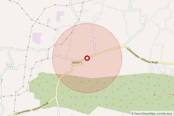 Map showing approximate area covered by Pincode 638051 — Kandappagoundenvalasu Bo, Erode