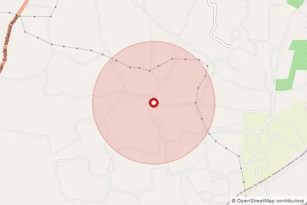 Map showing approximate area covered by Pincode 638105 — Vellierichal Bo, Tiruppur