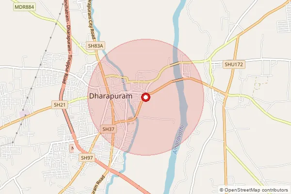 Map showing approximate area covered by Pincode 638106 — Kottaimulanur Bo, Tiruppur