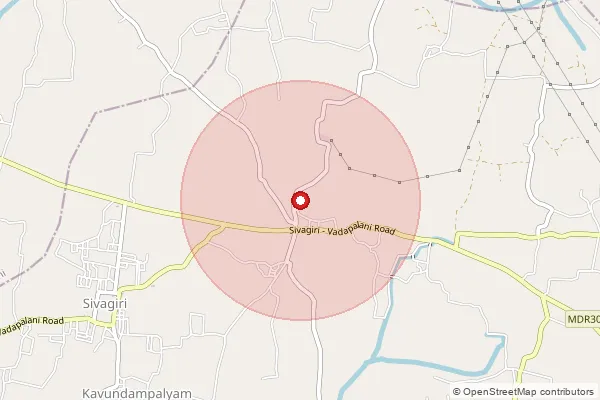 Map showing approximate area covered by Pincode 638109 — Kagam Bo, Erode