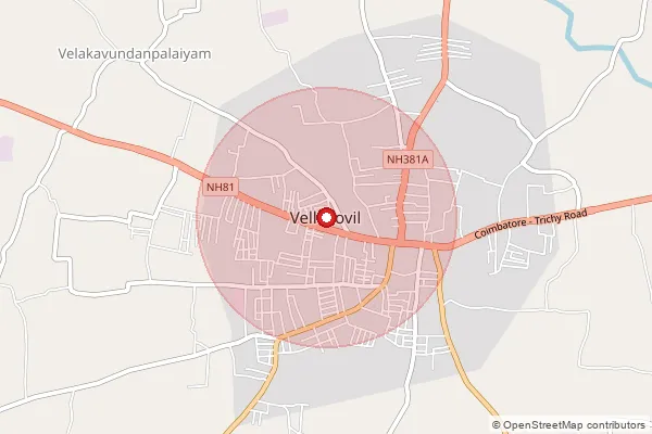 Map showing approximate area covered by Pincode 638111 — Nagamanaickenpatti Bo, Tiruppur