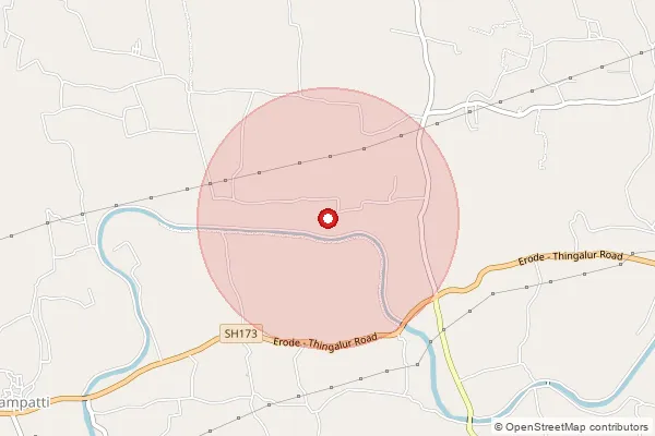 Map showing approximate area covered by Pincode 638116 — Thaneerpandalpalayam Bo, Erode
