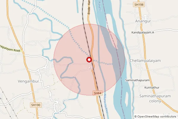 Map showing approximate area covered by Pincode 638152 — Thamaraipalayam Bo, Erode