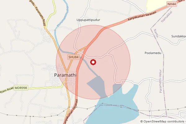 Map showing approximate area covered by Pincode 638182 — Nanjai Edaiyar B.O, Namakkal