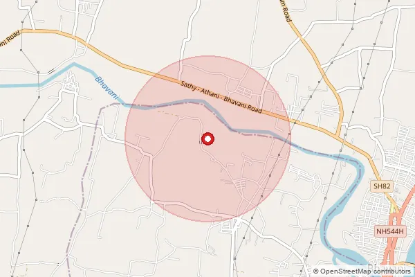 Map showing approximate area covered by Pincode 638316 — Vasavi College So, Erode