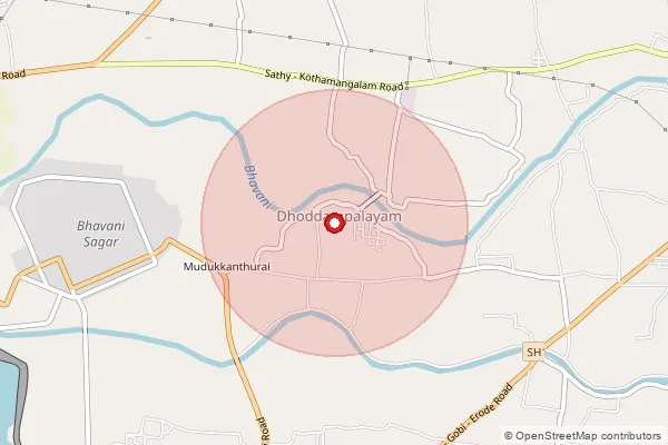 Map showing approximate area covered by Pincode 638451 — Bhavanisagar So, Erode