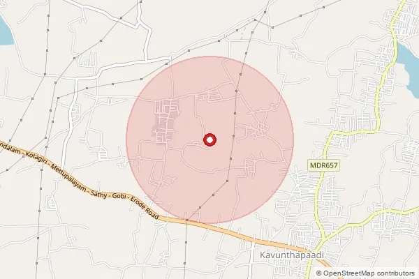 Map showing approximate area covered by Pincode 638455 — Ayyampalayam Bo, Erode
