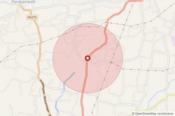 Map showing approximate area covered by Pincode 638459 — Nochikuttai Bo, Erode
