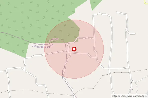 Map showing approximate area covered by Pincode 638502 — Kuppandampalayam Bo, Erode