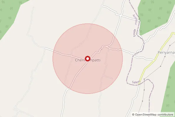 Map showing approximate area covered by Pincode 638504 — Komarayanur Bo, Erode