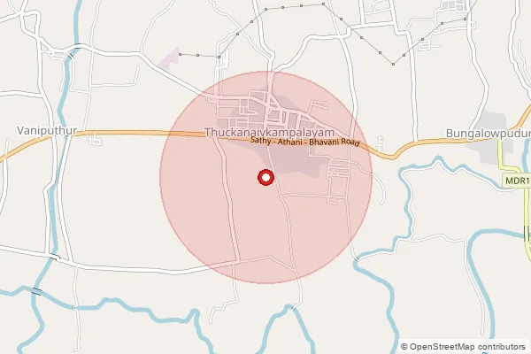 Map showing approximate area covered by Pincode 638506 — Arakkankottai Bo, Erode