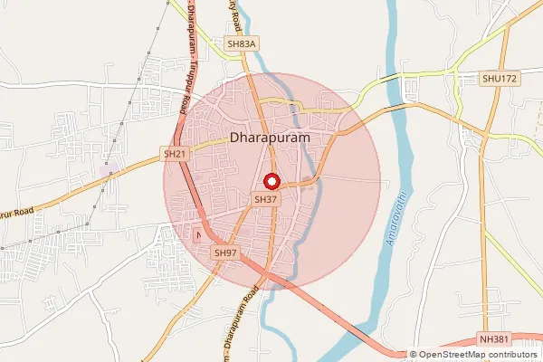 Map showing approximate area covered by Pincode 638656 — Dharapuram Ho, Tiruppur