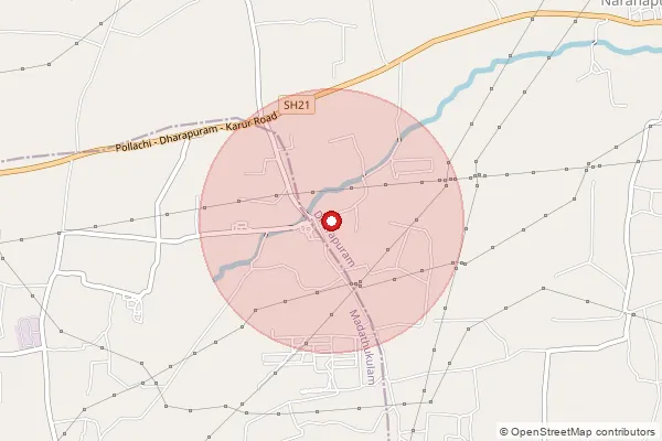 Map showing approximate area covered by Pincode 638657 — Ponnapuram Bo, Tiruppur