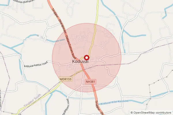 Map showing approximate area covered by Pincode 638660 — Kurukkapalayam Bo, Tiruppur