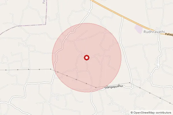 Map showing approximate area covered by Pincode 638702 — Rudravathi Bo, Tiruppur