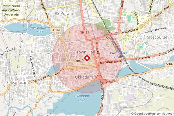 Map showing approximate area covered by Pincode 641001 — Coimbatore Ho, Coimbatore