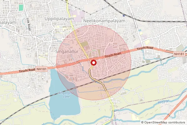 Map showing approximate area covered by Pincode 641005 — Singanallur So, Coimbatore