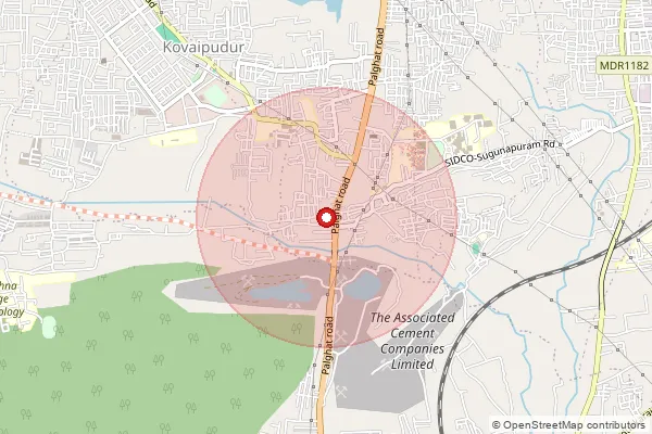 Map showing approximate area covered by Pincode 641008 — Sugunapuram Bo, Coimbatore
