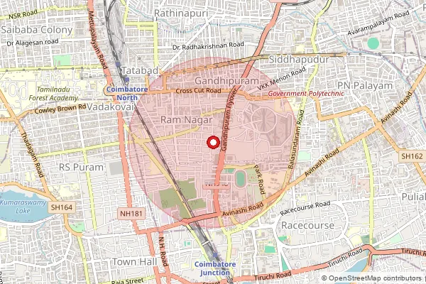 Map showing approximate area covered by Pincode 641009 — Ramnagar Coimbatore So, Coimbatore