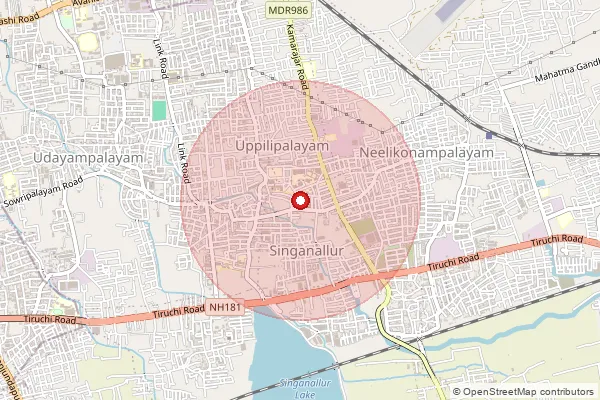 Map showing approximate area covered by Pincode 641015 — Uppilipalayam So, Coimbatore