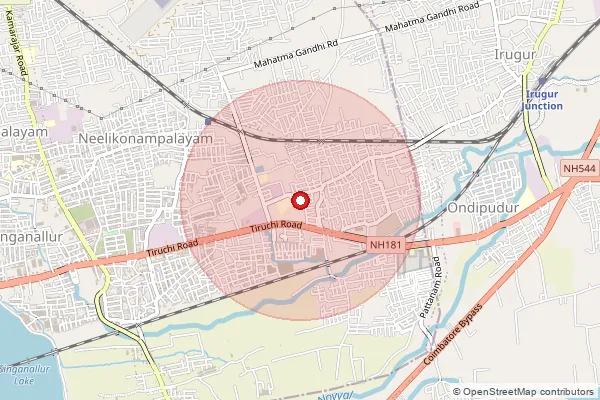Map showing approximate area covered by Pincode 641016 — Ondipudur So, Coimbatore