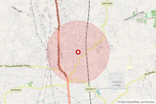 Map showing approximate area covered by Pincode 641022 — Sengalipalayam Bo, Coimbatore