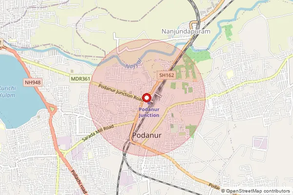 Map showing approximate area covered by Pincode 641023 — Podanur Newtown So, Coimbatore