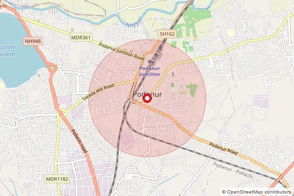 Map showing approximate area covered by Pincode 641024 — Sundarapuram So, Coimbatore