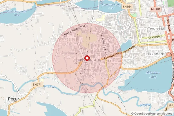 Map showing approximate area covered by Pincode 641026 — Komarapalayam Coimbatore So, Coimbatore