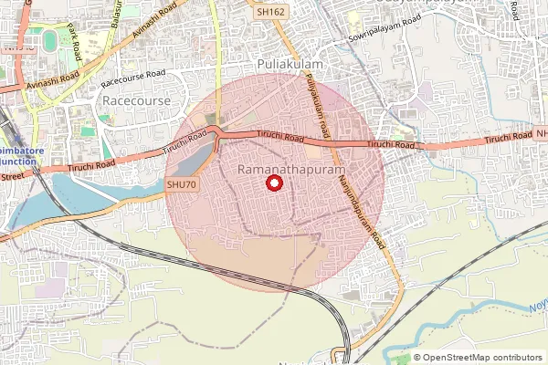 Map showing approximate area covered by Pincode 641028 — Odayampalayam Bo, Coimbatore
