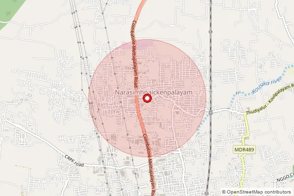 Map showing approximate area covered by Pincode 641031 — Rakkipalayam Bo, Coimbatore