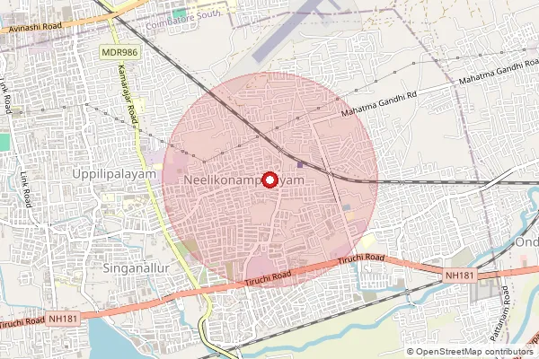 Map showing approximate area covered by Pincode 641033 — Neelikonampalayam So, Coimbatore