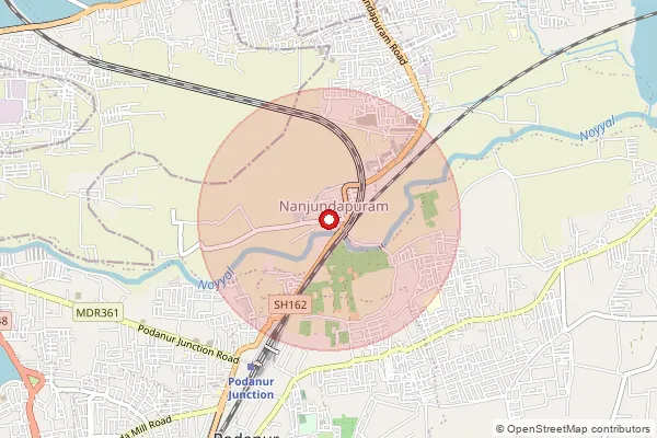 Map showing approximate area covered by Pincode 641036 — Nanjundapuram So, Coimbatore