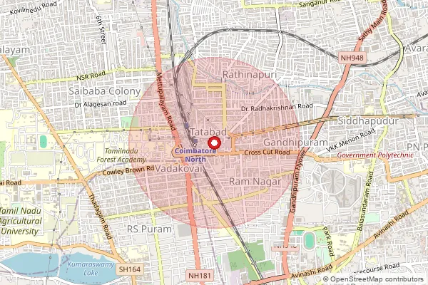 Map showing approximate area covered by Pincode 641038 — Kuppakonanpudur So, Coimbatore