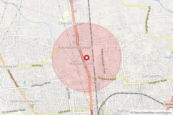 Map showing approximate area covered by Pincode 641040 — Ndc Kpcolony So, Coimbatore