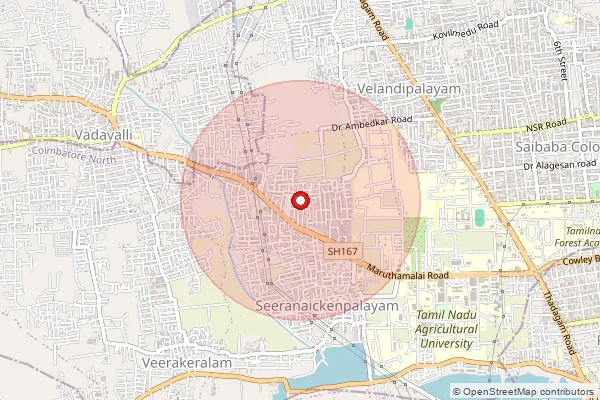 Map showing approximate area covered by Pincode 641041 — Pappanaickenpudur So, Coimbatore