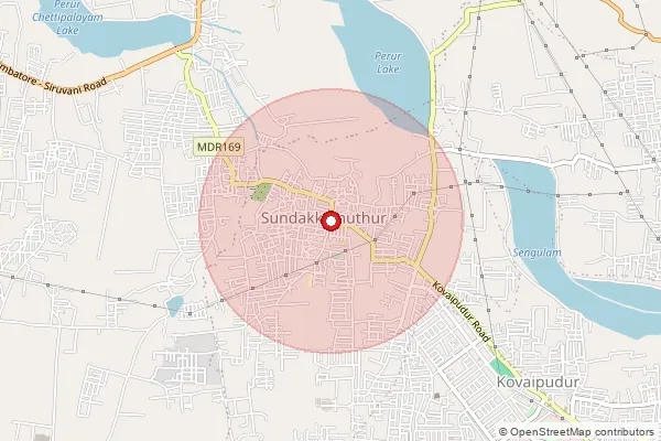 Map showing approximate area covered by Pincode 641042 — Kovaipudur So, Coimbatore