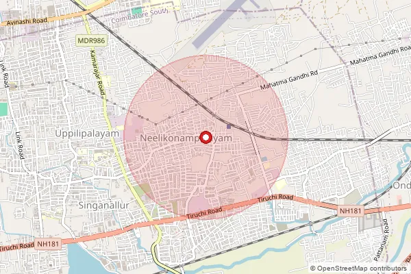 Map showing approximate area covered by Pincode 641045 — Krishnaswamy Nagar So, Coimbatore