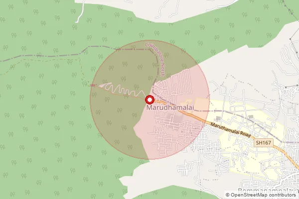 Map showing approximate area covered by Pincode 641046 — Bharathiyar University So, Coimbatore