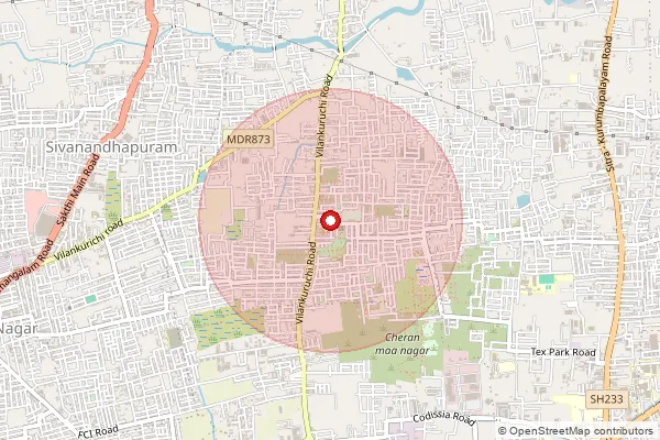Map showing approximate area covered by Pincode 641051 — Cheranmaanagar So, Coimbatore