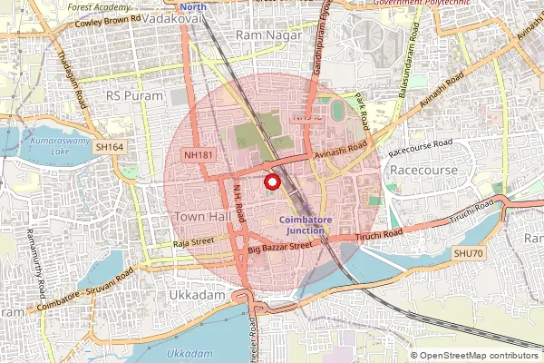 Map showing approximate area covered by Pincode 641063 — Ndc Coimbatore Ho, Coimbatore
