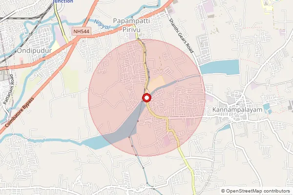 Map showing approximate area covered by Pincode 641103 — Chinthamanipudur Bo, Coimbatore