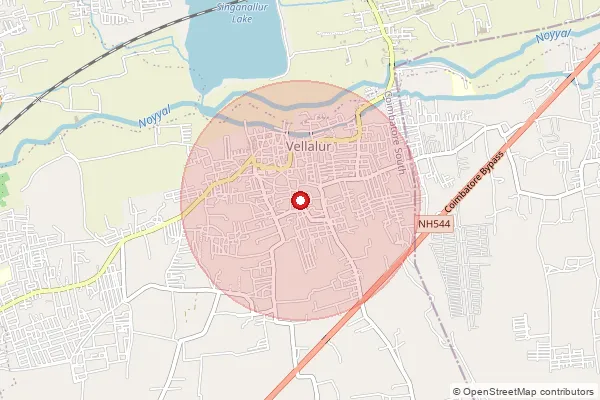 Map showing approximate area covered by Pincode 641111 — Vellalore So, Coimbatore