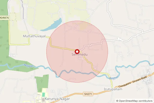 Map showing approximate area covered by Pincode 641114 — Siruvani Adivaram Bo, Coimbatore