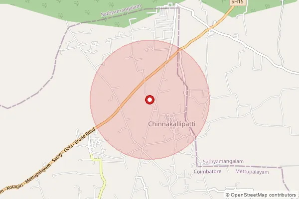 Map showing approximate area covered by Pincode 641302 — Bellaipalayam Bo, Coimbatore